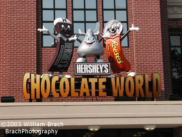 Outside the Hershey's Chocolate World building.