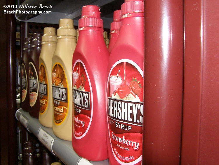 Chocolate, Caramel, and Strawberry Syrups....mmmm