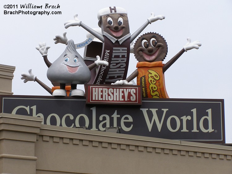 The characters of Chocolate World greet visitors to the free admission part of Hersheypark.