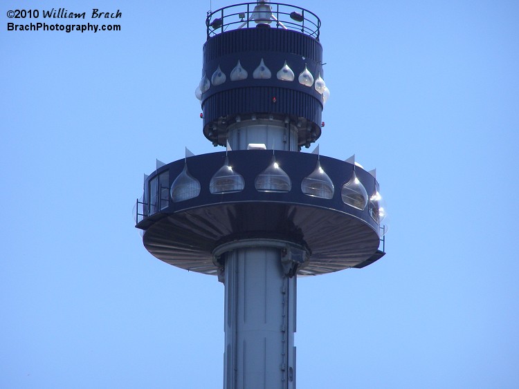 Opened in 1975, the Kissing Tower provides an aerial panoramic view of the park and surrounding area of Hershey, Pennsylvania from 250ft up in the air.  The gondola rotates clockwise.  Don't cha just love how the windows are shaped like Hershey's Kisses?  Gotta love Hersheypark!