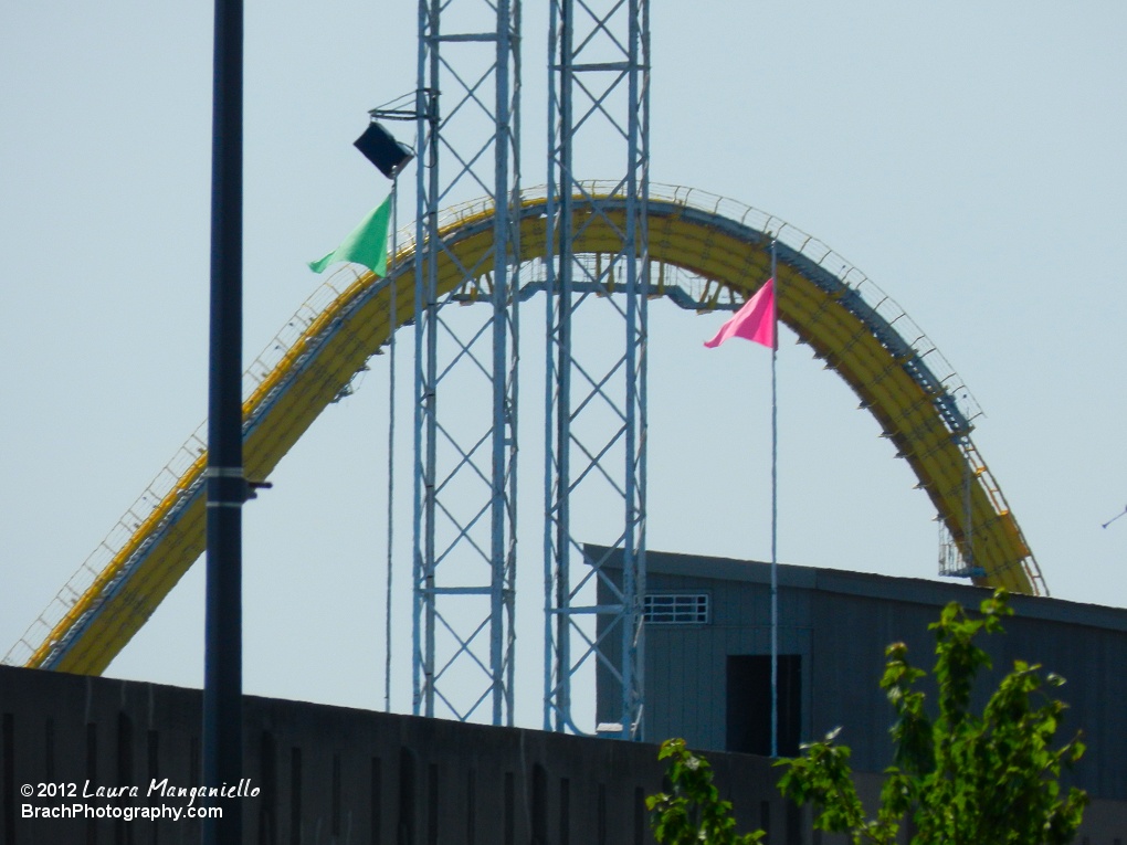 The 200ft tall lift hill seen in the not so far away distance.