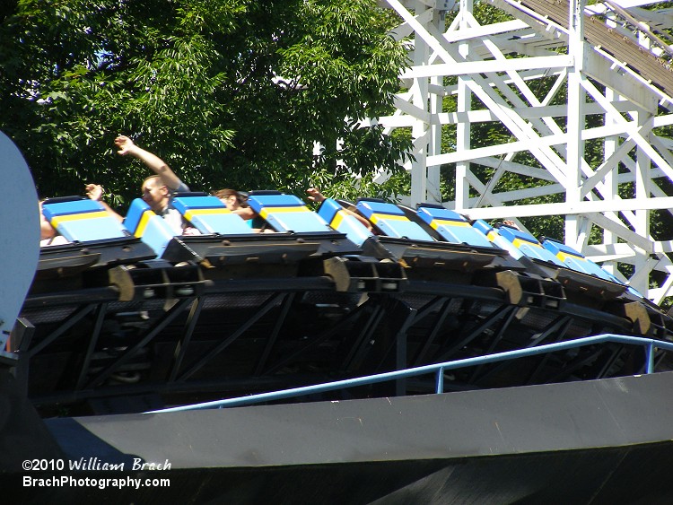 Train running through the helix before the brake run.