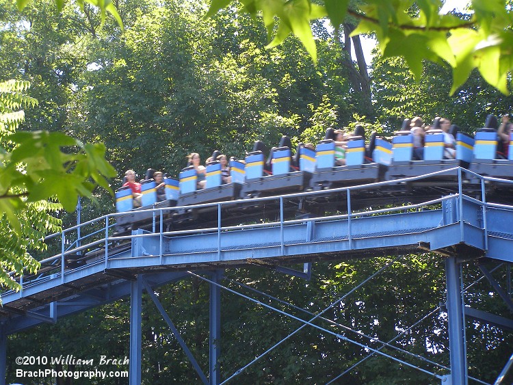 SooperDooperLooper only has a lapbar to restrain the riders in the train.