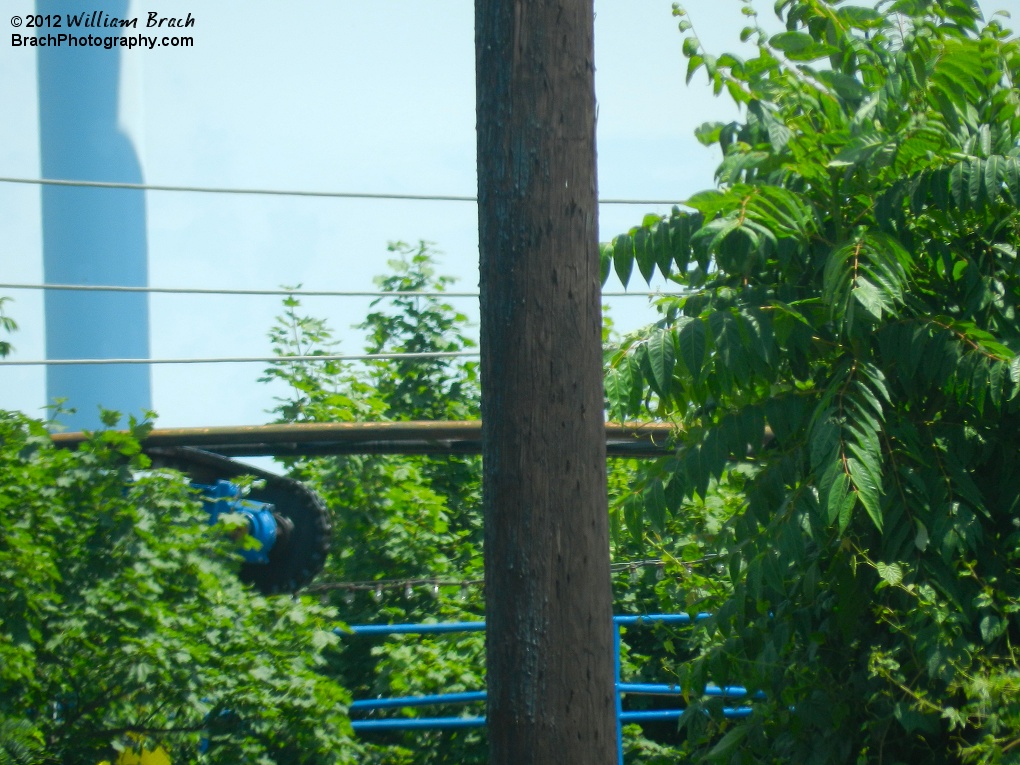 Here we see the top of SooperDooperLooper's lift hill.