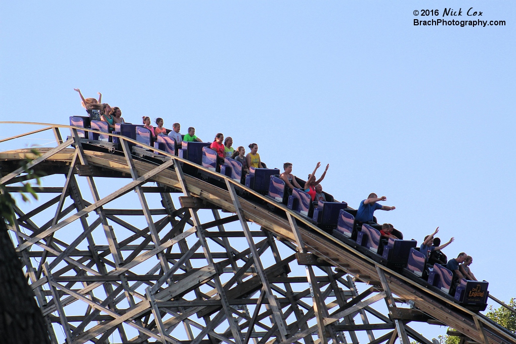 The ride heading down the first drop.