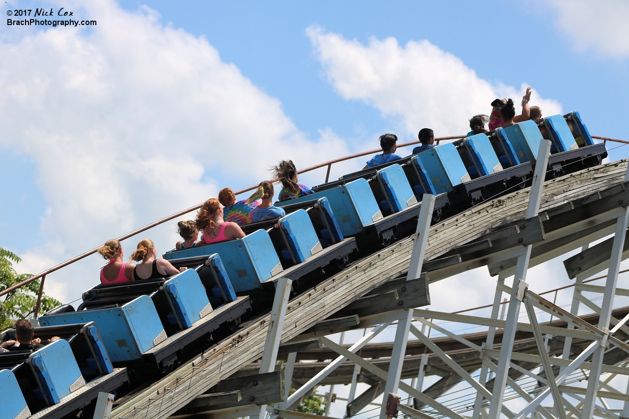 A shot of the train headed upwards.