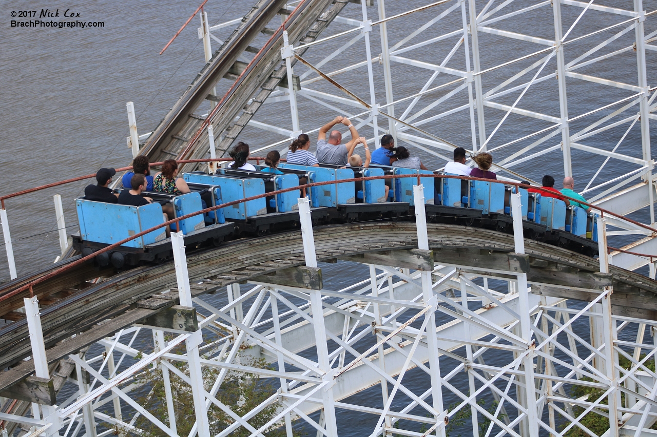 The train headed down the drop.