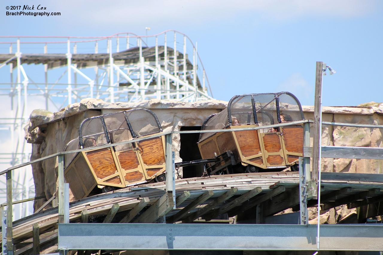 The cars going over an airtime hill.