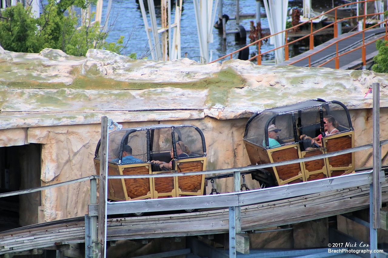 The cars headed into the mountain.