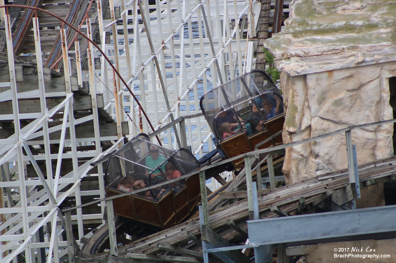 The cars headed into the mountain.