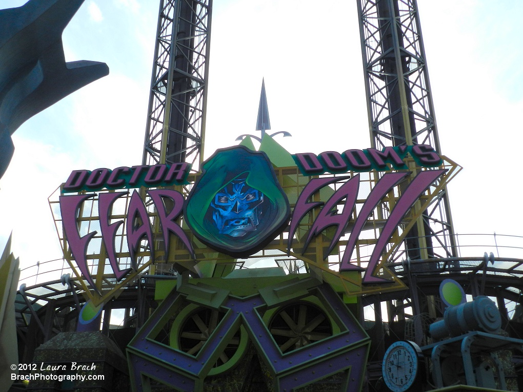 Entrance sign to Dr. Doom's Fearfall.