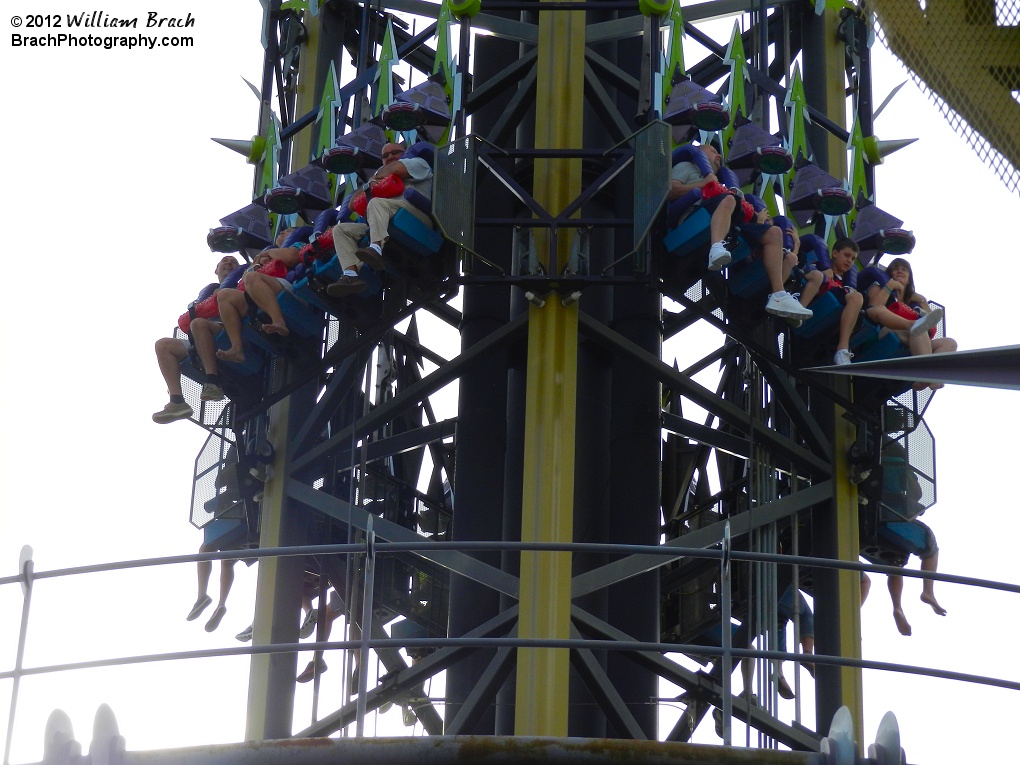 Closer view of the Fearfall ride.