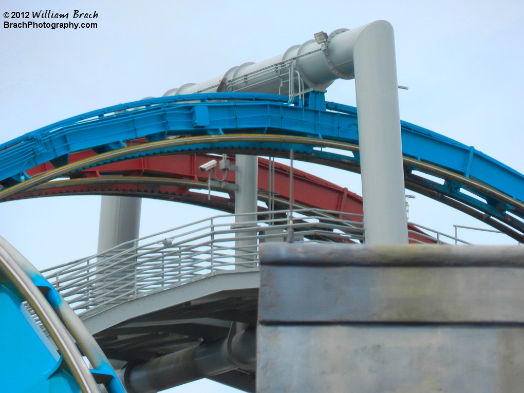 The crest of Dragon Challenge's lift hills.