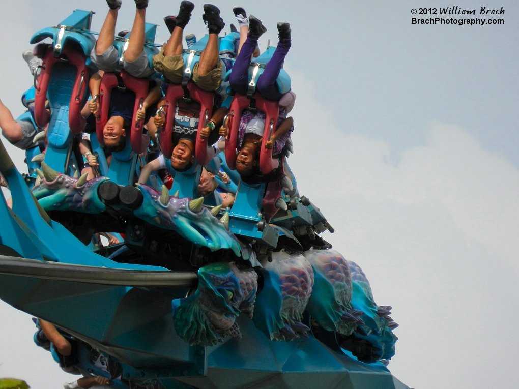 Dragon Challenge taking riders upside down for a split second.