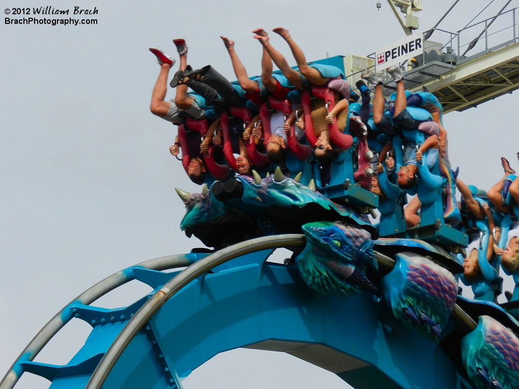 Train running through the vertical loop.