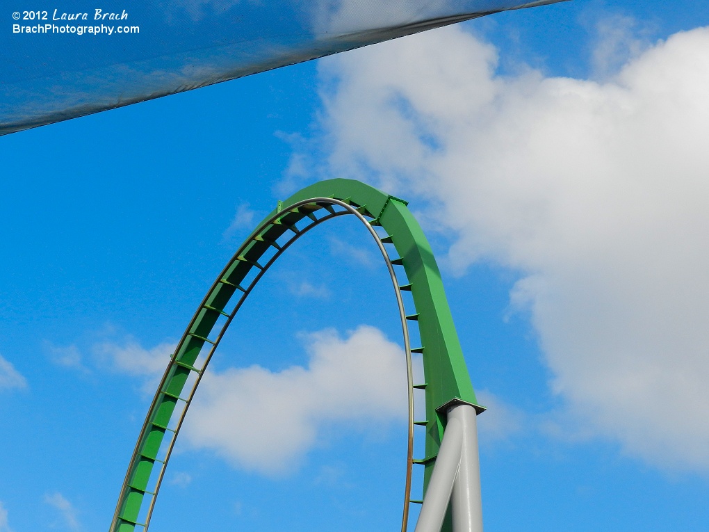 Checking out the top of the vertical loop on the Hulk.