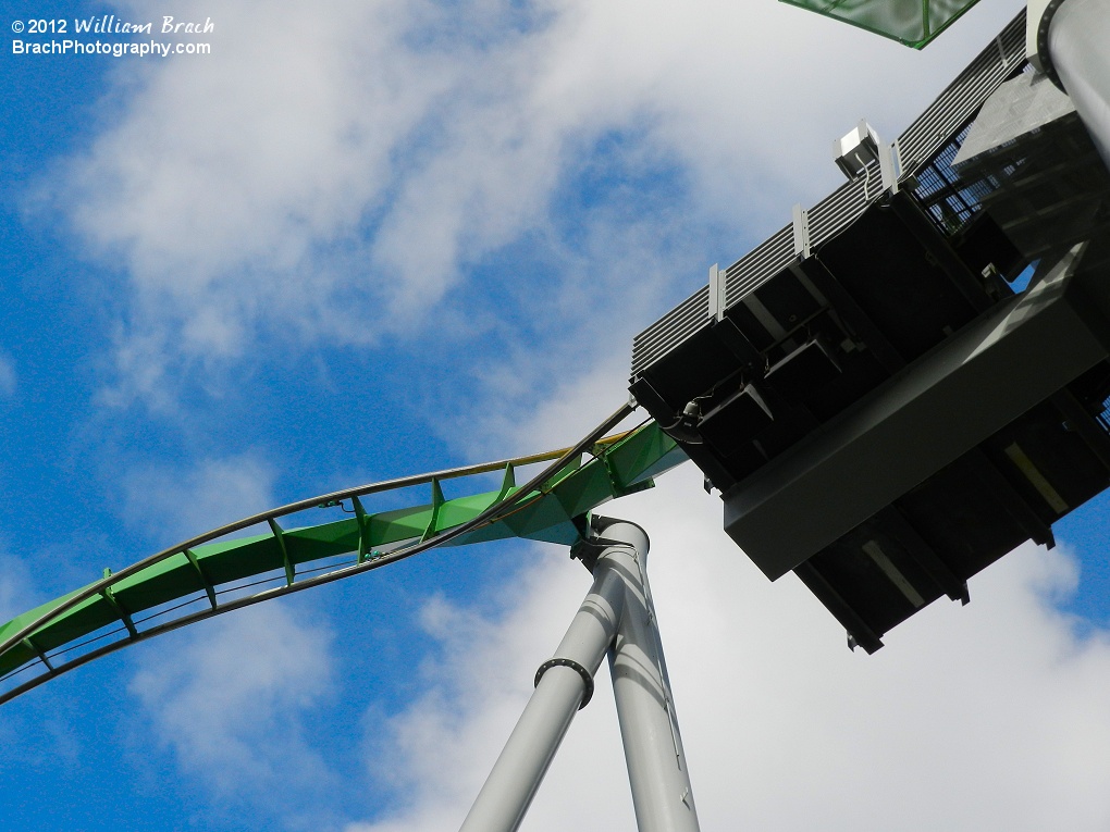 You get launched out of the tunnel and into an immediate inversion before plunging down.