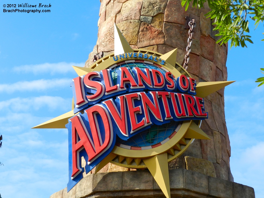 Entrance sign to Universal's Islands of Adventure in Orlando, Florida.