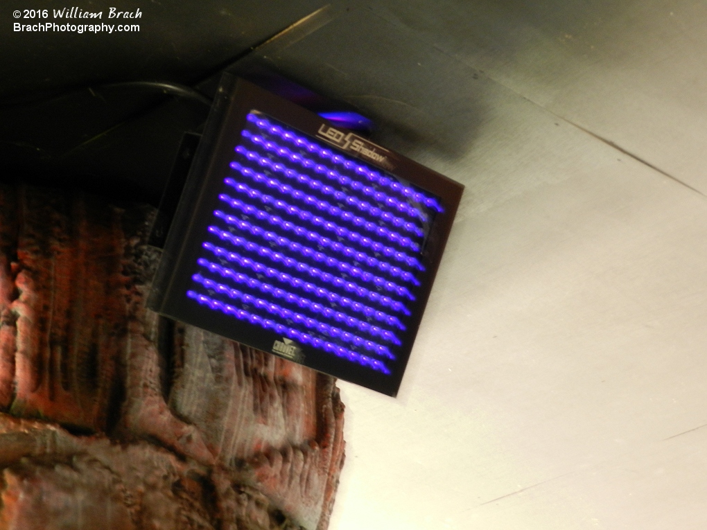 Blacklight LED board that illuminates the cave at night.