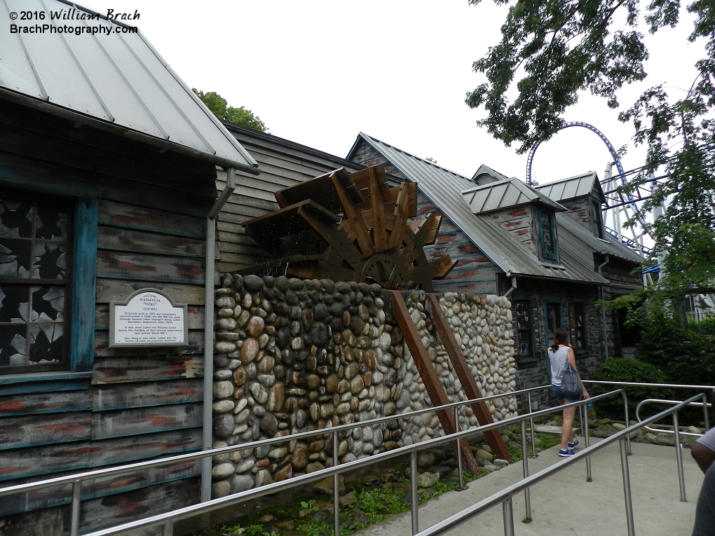 The Old Mill building outside the queue line.