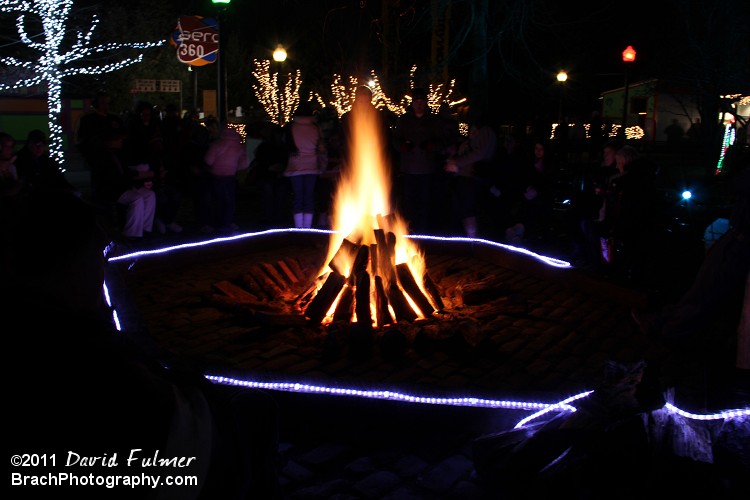 Fireplace near lagoon.