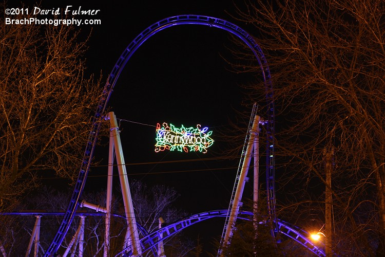 Kennywood lights as seen outside from the park.