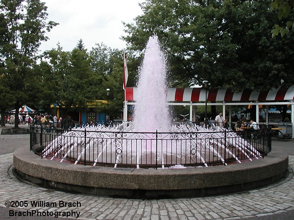 The water in this fountain is colored red.