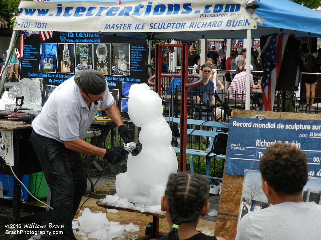 Special event inside the park over the 4th of July weekend.  An ice sculpture carver.