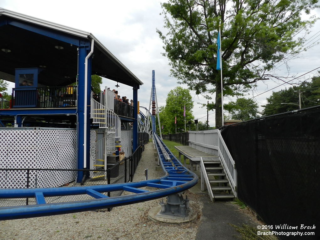 Sky Rocket train going up the launch hill.