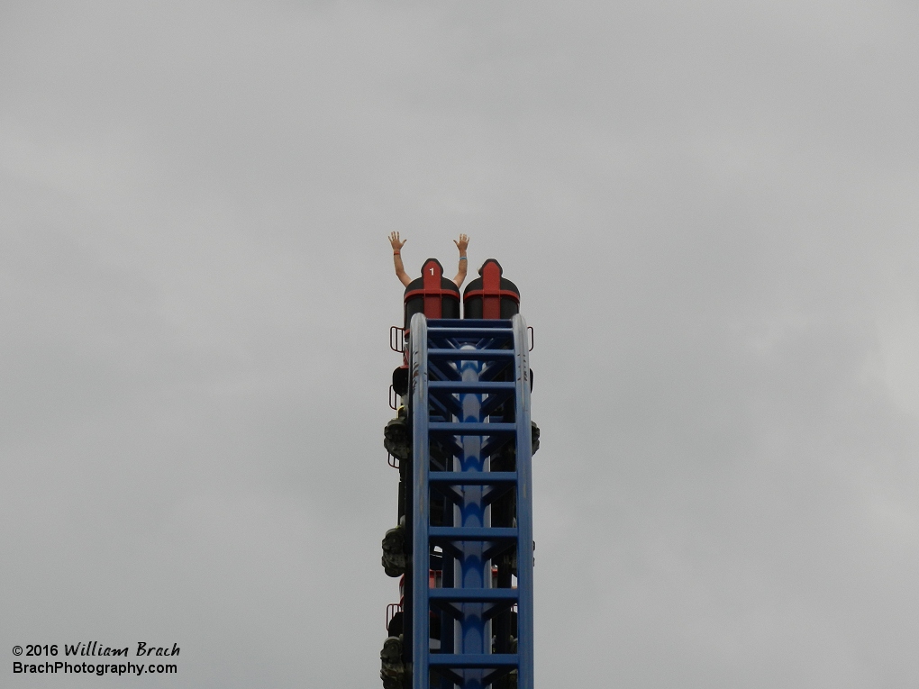 Sky Rocket train about to go down the hill.