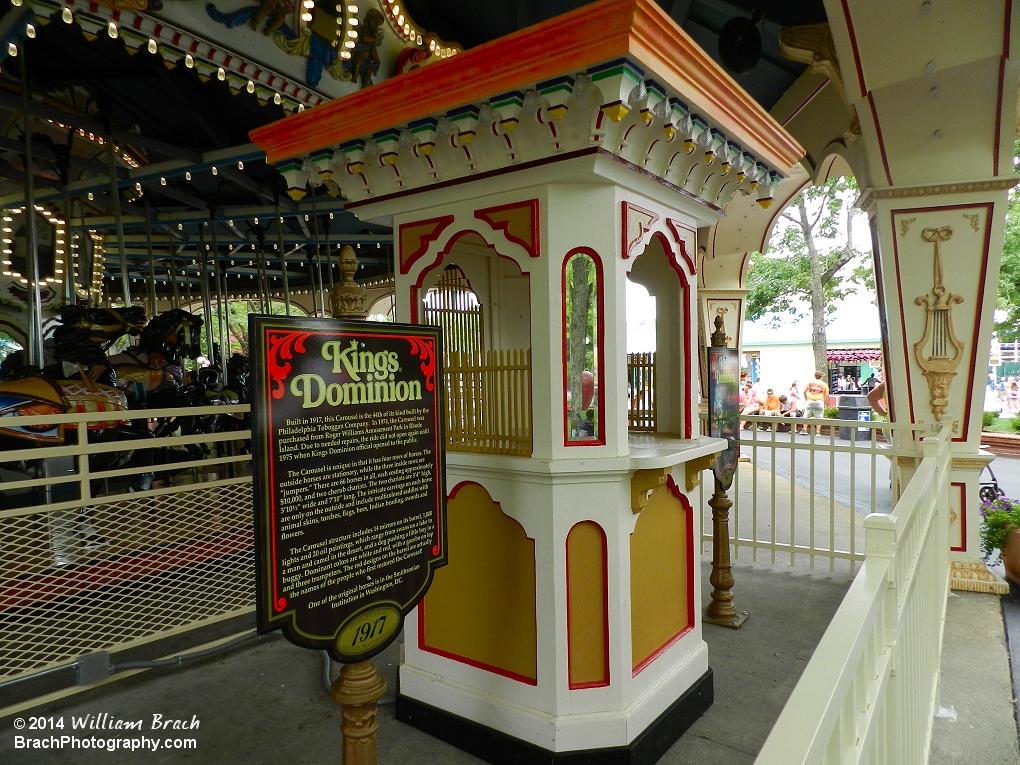 The original ticket booth from the Carousel was found inthe park and was restored to what it looks like today.