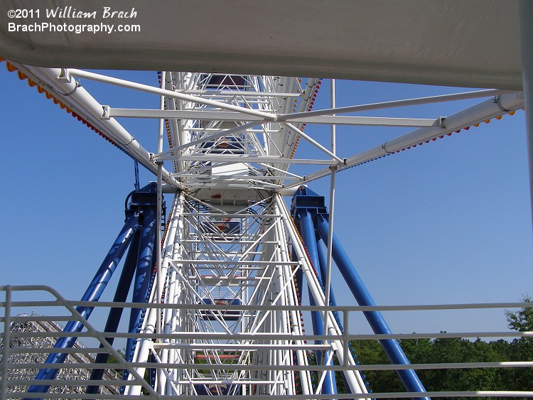 Checking out the structure on Americana while riding.