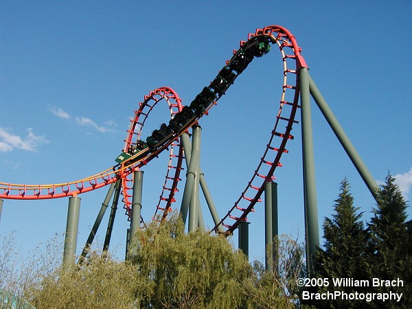 Train exiting the immelman loop.