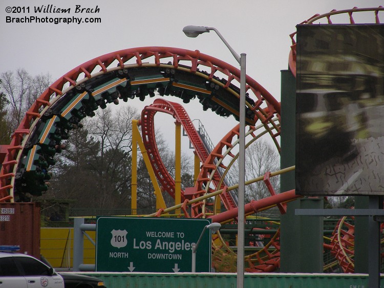 Anaconda seen through Backlot Stunt Coaster.