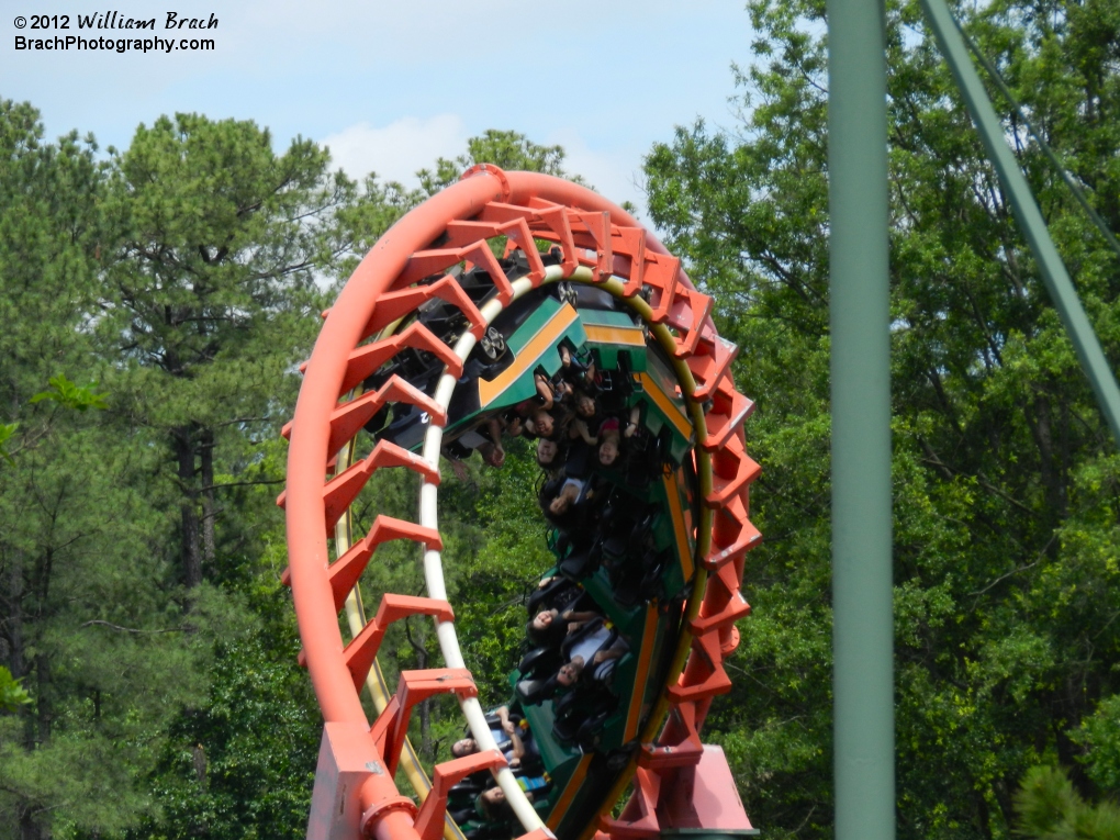 Anaconda train traveling the corkscrew.