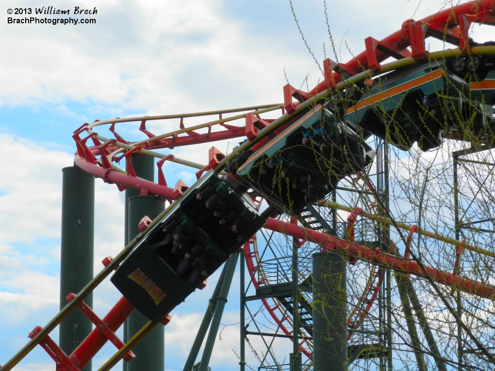 Train running through the corkscrews.