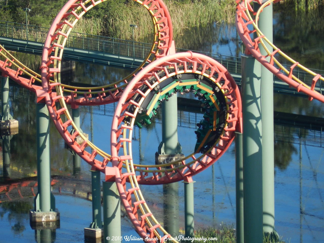 Anaconda train running through the corkscrews.