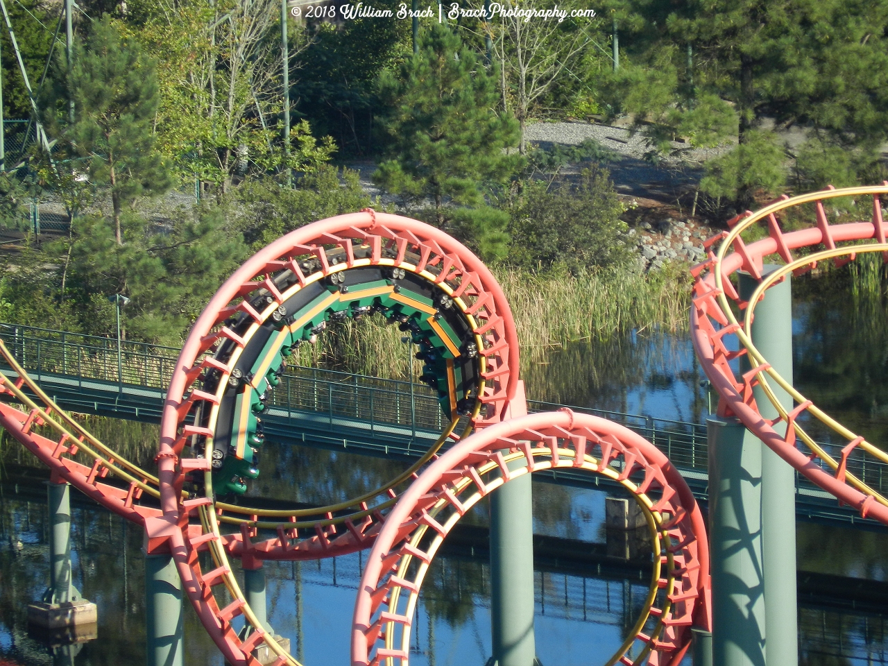 Anaconda train running through the corkscrews.