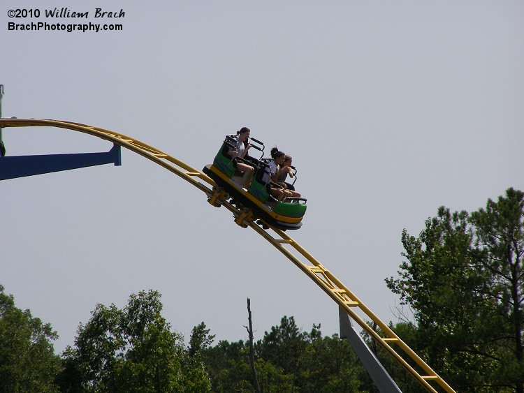 Ricochet was new at (Paramount's) Kings Dominion for the 2002 season.  This Wild Mouse coaster features a 50-ft drop before all the zig-zags that a wild mouse coaster goes through.