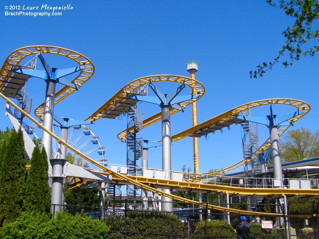 Overview of Ricochet at Kings Dominion.