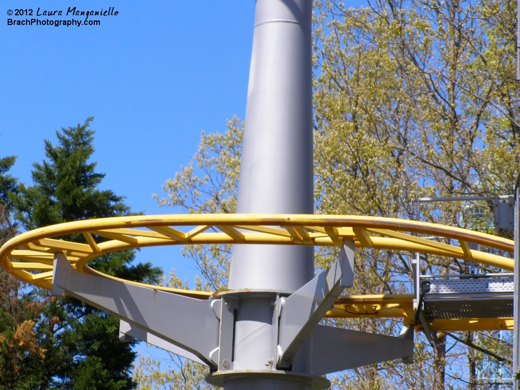 Yellow track with silver supports.