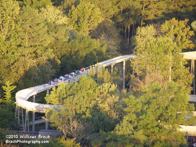 Avalanche train in the mid-course brake run.  Seen from the Eiffel Tower.