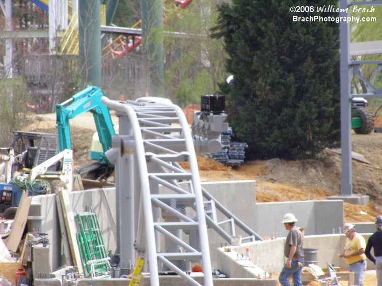 Here we see the final drop into the riverbed under construction before the billboard was constructed.