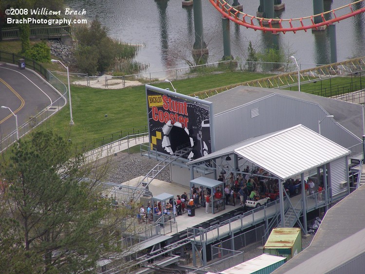 Overview of Backlot Stunt Coaster from the Eiffel Tower.