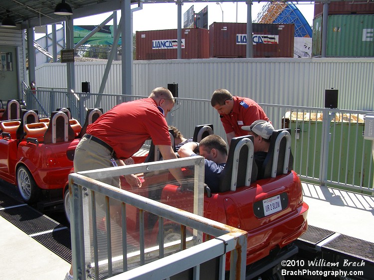 Loading up riders for the next dispatch.