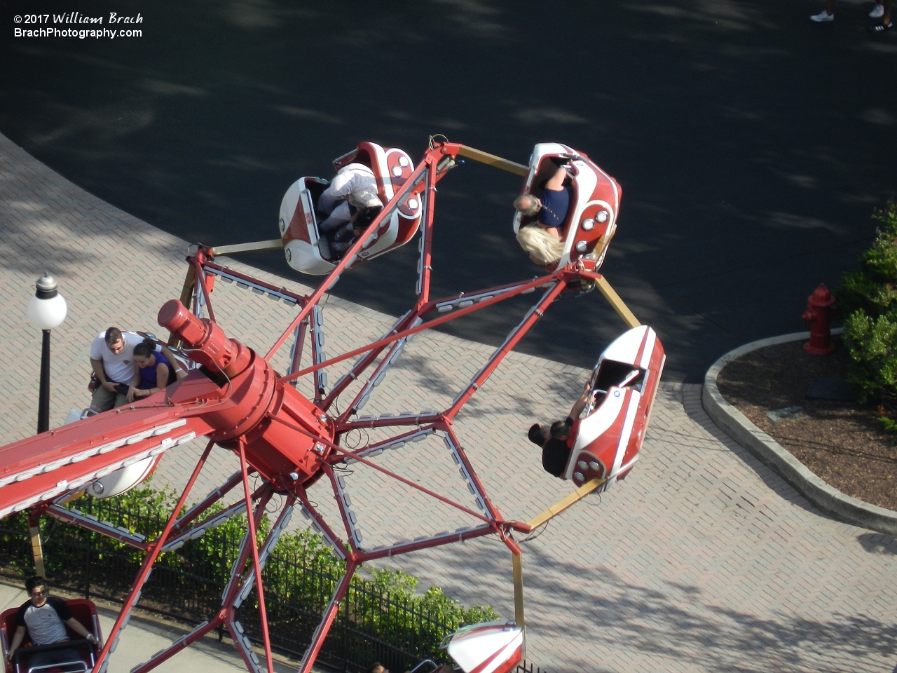 Watching the ride from the top of the Eiffel Tower.