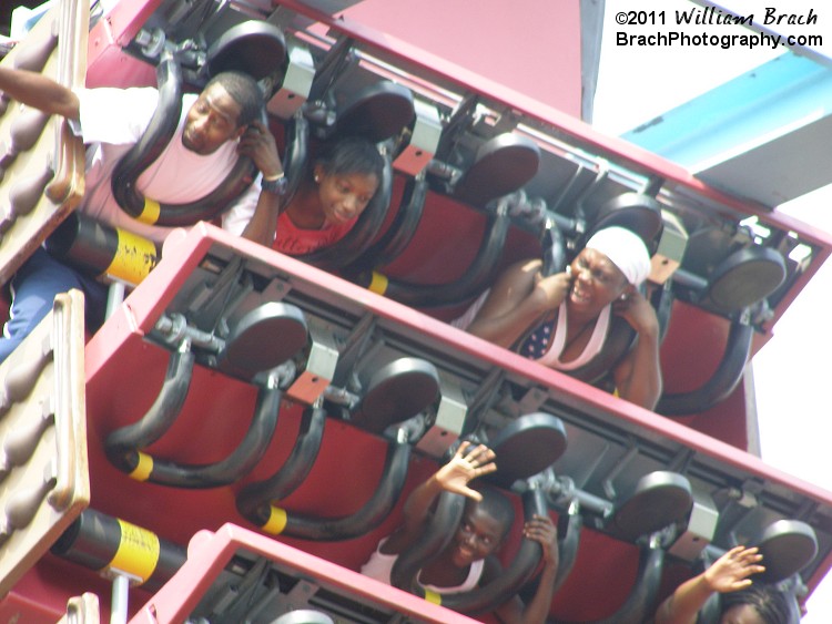 Excited riders on Berserker.