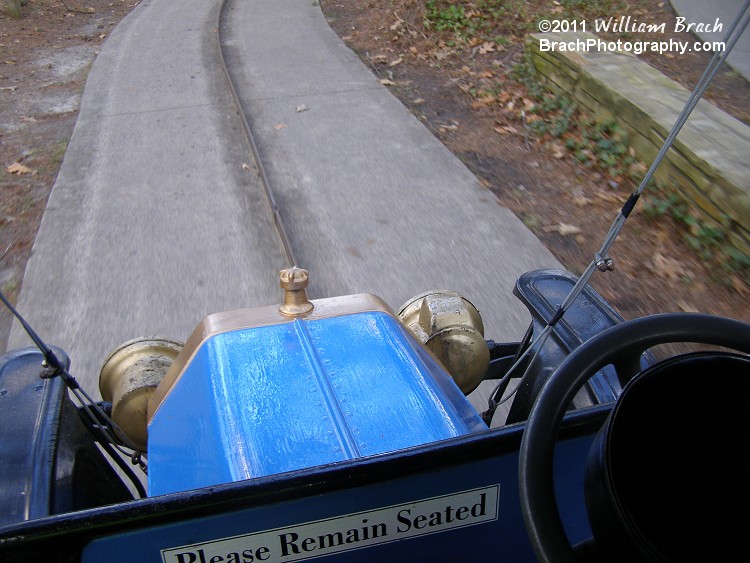 We had a blue car!  Here's what the front looked like from my seat.