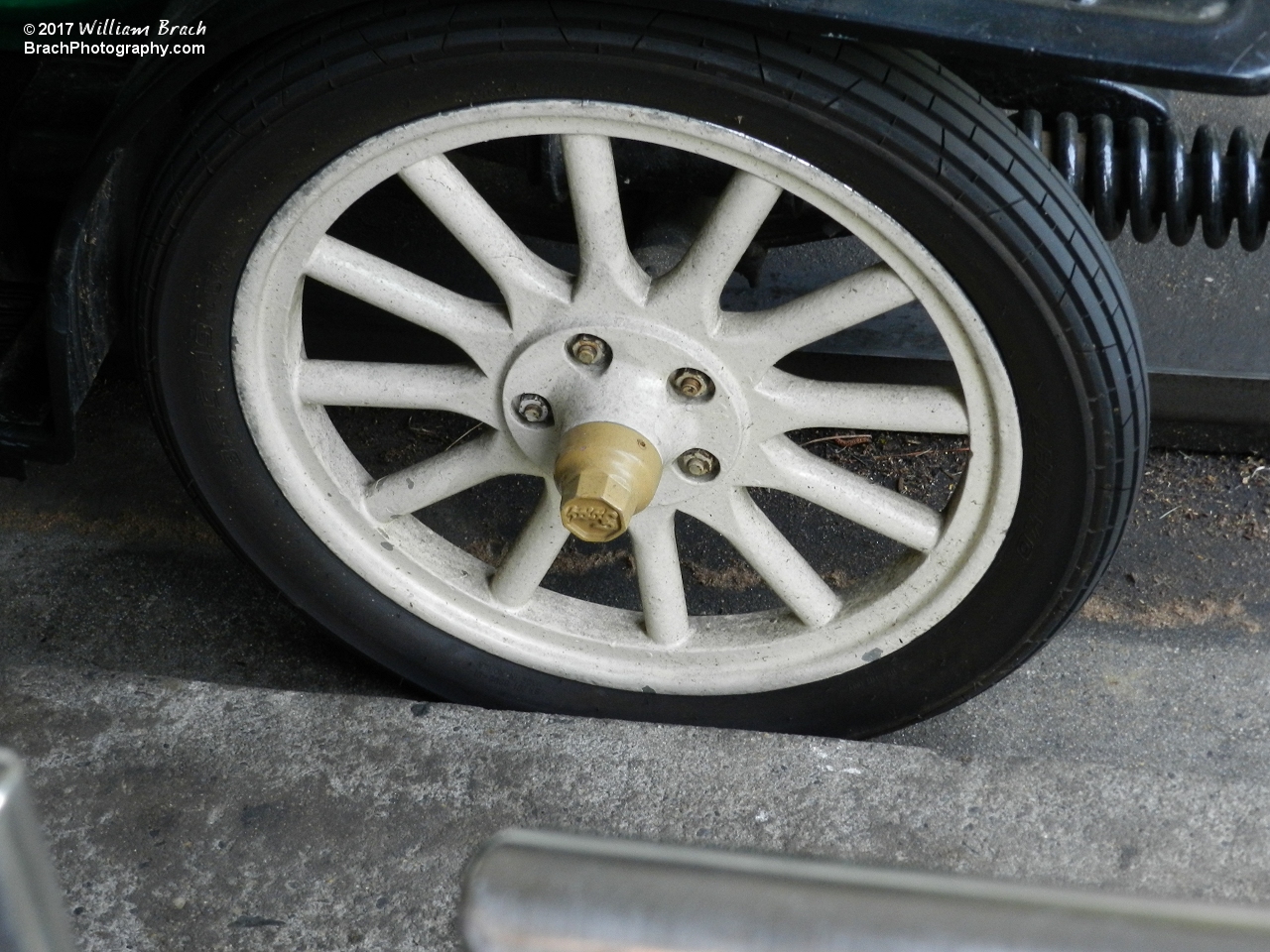 An almost flat tire on one of the Blue Ridge Tollway cars.