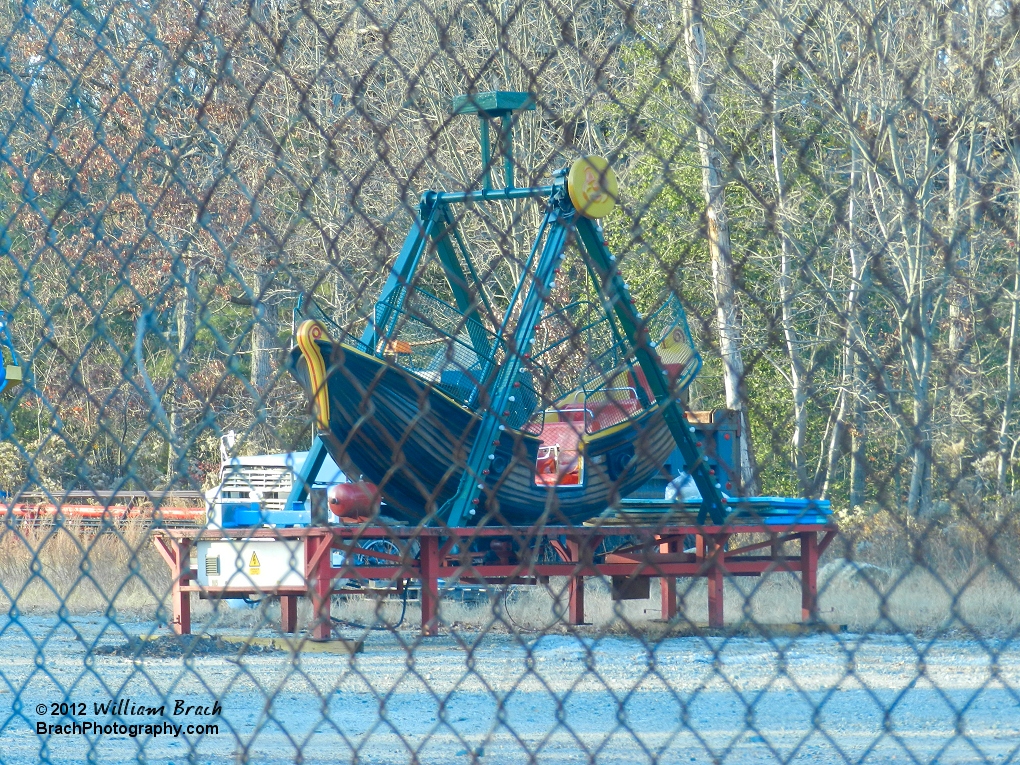 Former Kidzville attraction, Virginia Clipper boat rests in the boneyard, awaiting its fate.